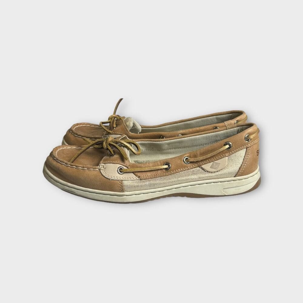 Sperry Top Sider Angelfish Tan Leather Boat Slip On Loafers Shoes Size 9